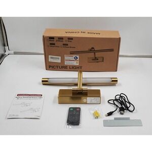 Wireless Picture Lights with Remote and Timer Brass Gallery Lighting Recharge...